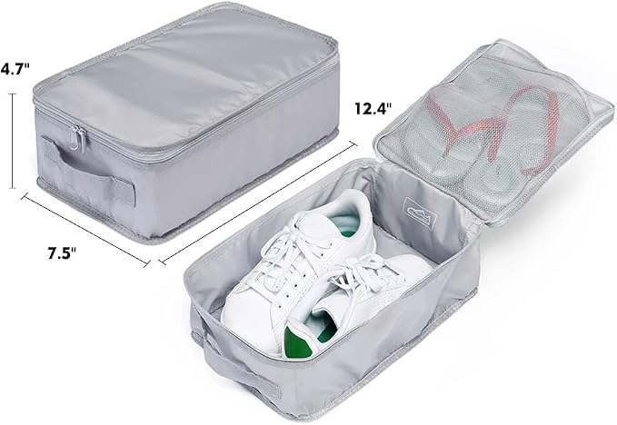 Travel Shoe Bags, Foldable Waterproof Shoe Pouches Organizer-Double Layer (6 Grey Shoe Bags) - Image 4