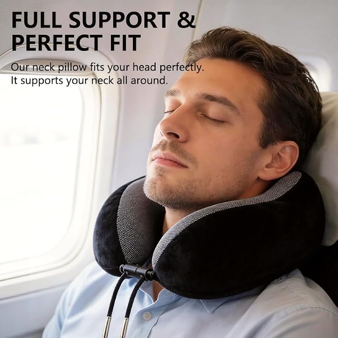 Neck Pillow for Traveling Memory Foam Travel Pillows for Airplanes Head & Neck Support Flight Headrest Sleep - Image 2