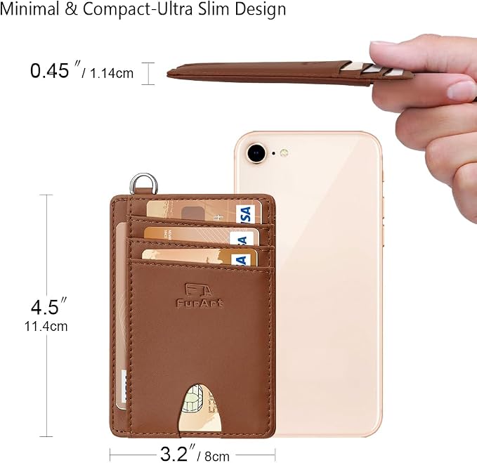 FurArt Slim Minimalist Wallet RFID Credit Card Holder for Men | slim minimalist compact rfid id window thin - Image 7