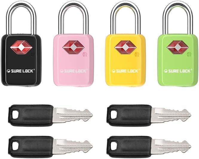 SURE LOCK Mini TSA Approved Keyed Luggage Lock – One Key Opens All, Fits Tight Zipper Gaps & Small Pull Holes, Compact Travel Lock for Suitcases, Backpacks & Handbags by Hopeyoucanstaysafe