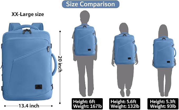 MATEIN Carry on Backpack with Hide Away Shoulder Strap for Travel, Blue | Expandable Big Backpack, Airline Approved, Large Hiking Daypack with 2 Handles, Gifts for Traveler Women - Image 9