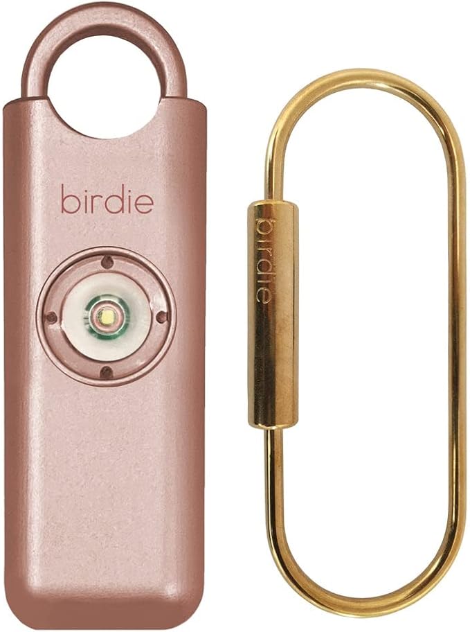 She’s Birdie–The Original Personal Safety Alarm for Women by Women–Loud Siren, Strobe Light and Key Chain in a Variety of Colors (Metallic Rose) by ShesBirdie