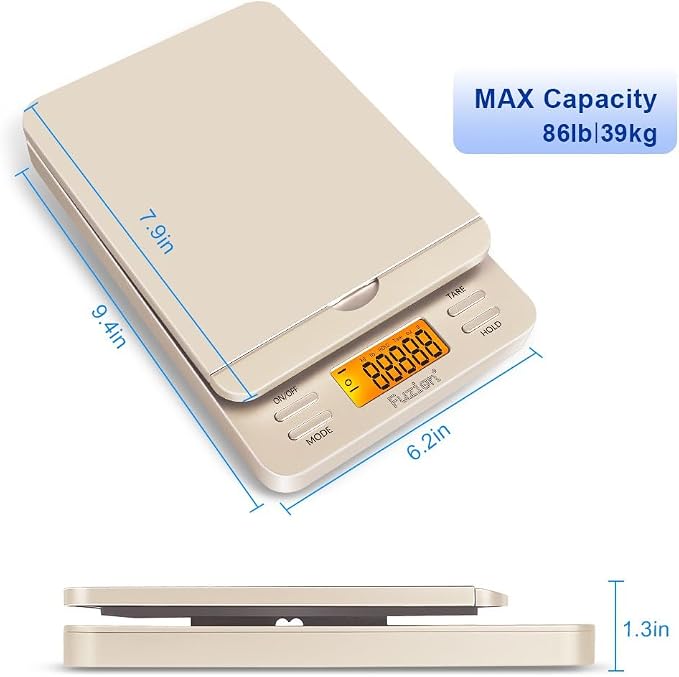 Fuzion Shipping Scale, 86 lb/0.1oz Digital Postal Scale for Packages | Hold & Tare, Package Scale, Mail Scale, Shipping Scale for Small Business, Parcel, LCD Display, Battery & AC Adapter Included - Image 3