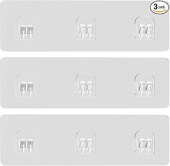 3 Pack Shower Caddy Adhesive Replacement, Shower Adhesive Strips, Strong Adhesive Hooks, Waterproof Sticker, No Drilling, for Bathroom Shelf and Kitchen Racks by Lsnisni