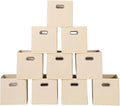 Fabric storage bins Cubes, Fabric Cube Organizer with Handle, Foldable Cube Bins for Cloth or Accessary Storage, 11x11x11, Set of 10, (Creamy White) by Yunkeeper