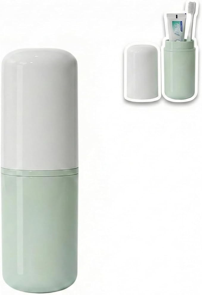 Portable Travel Toothbrush Case - Multi-Functional Toothbrush Holder with Cover, Slim Travel Case for Toothpaste and Shaving Supplies - Mint Green by Unknown