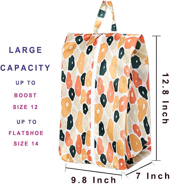 Travel Shoe Bags, Set of 12, Large Oxford Fabric Storage Bags with Zipper and Handle, Water-Resistant Pouches (Colorful patterns) - Image 2