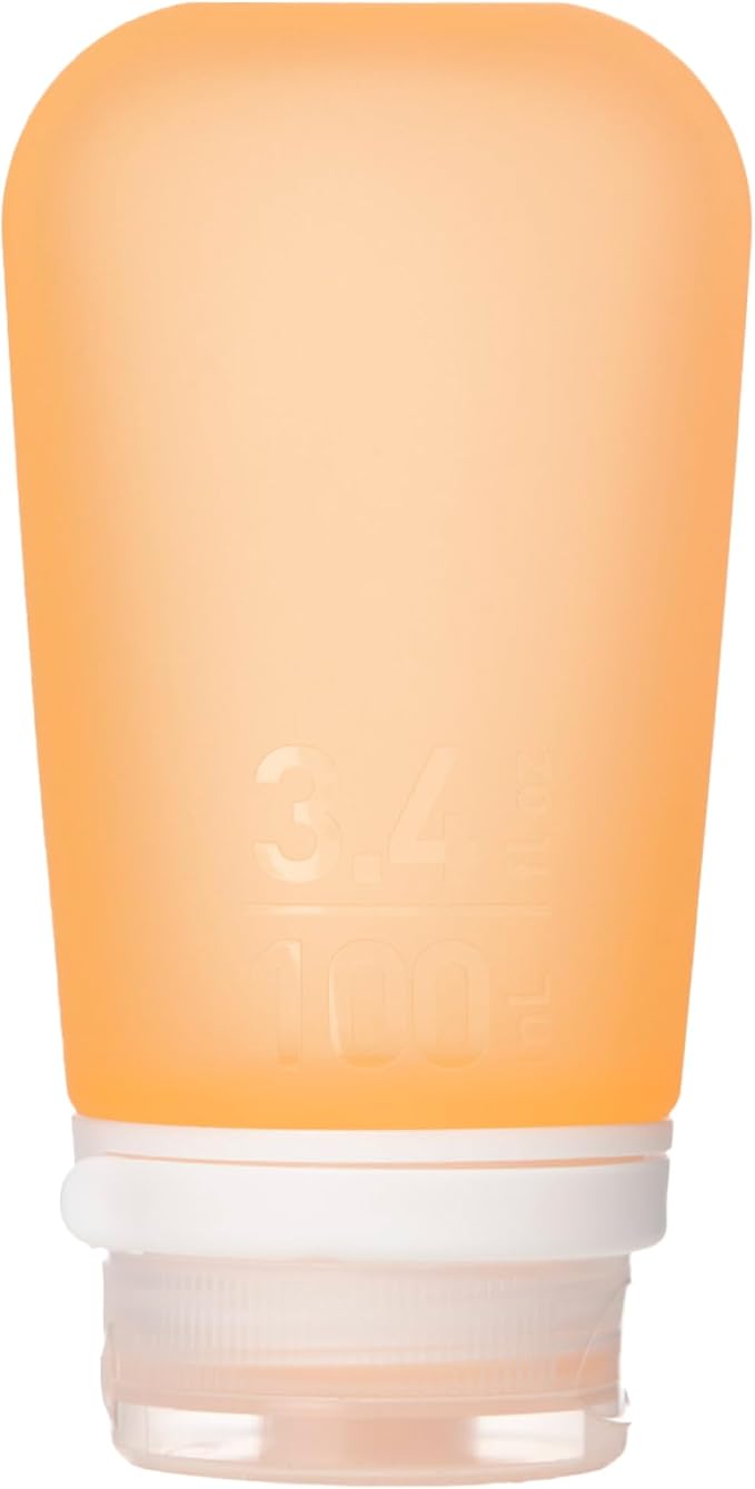 humangear GoToob+ (Large) | Refillable Silicone Travel Bottle | Locking Lid | Food-Safe Material | Orange, Large (3.4 fl.oz.; 100ml) | Refillable & Leak-Proof Silicone Travel Size Bottles with Locking Cap for Toiletries, Camping & TSA Carry-On by humangear