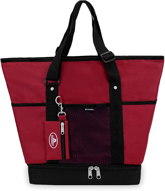 Everest Luggage Deluxe Shopping Tote, Burgundy/Black, Burgundy/Black, One Size - Image 2