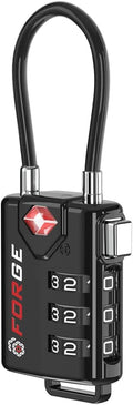 TSA Approved Cable Luggage Locks, Re-settable Combination with Alloy Body, Black 1 Lock. by Forge