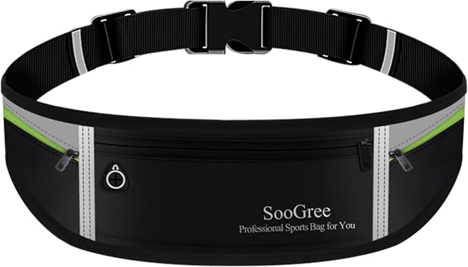 SooGree Slim Running Belt Sport Fanny Pack for Women Men,Reflective Waist Pack Runner Pouch Belt, Zipper Waterproof Running Phone Holder Jogging Pouch for Phone Money (GSP8806 top gray bottom black) by SooGree
