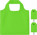 2 Pack Large Foldable Shopping Bag, Reusable Grocery Bag,Light Green | Waterproof Nylon, 35 Pounds Weight Capacity, Pocket Size Carrier by Unknown