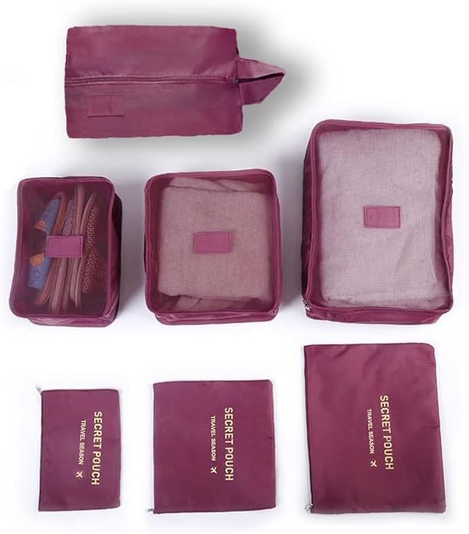 Packing Organizers Packing Cubes for Suicase 7 Set Travel Luggage Organizer Bags for Suitcases (Wine Red) - Image 2
