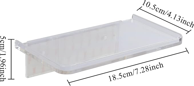 Stick-on Wall Shelf - Small Wall Mounted Adhesive Clear Acrylic Shelf Phone Holder Shelves Wipes Rack for Bathroom,Kitchen,Toilet,Office - Translucent - Image 2