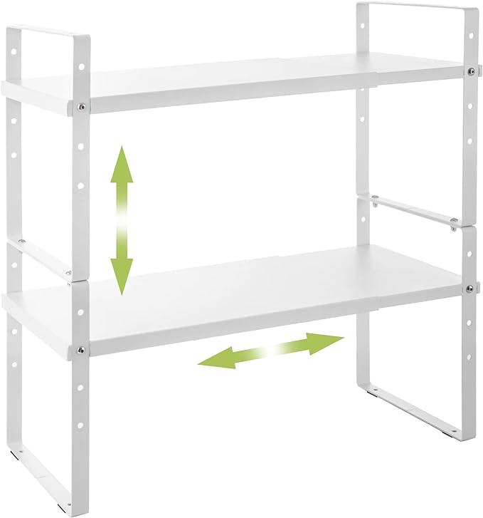 Across-Star Expandable Cabinet Shelf Organizer Rack, Stackable Kitchen Counter Storage Shelves Stand, Adjustable Height Pantry Shelf Spice Rack by Acorss-Star