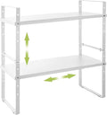Across-Star Expandable Cabinet Shelf Organizer Rack, Stackable Kitchen Counter Storage Shelves Stand, Adjustable Height Pantry Shelf Spice Rack (White, 2 Pack) by Acorss-Star