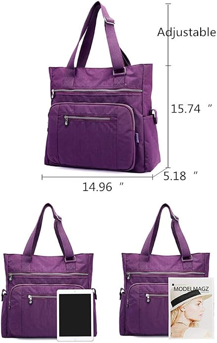 Multi Pocket Nylon Totes Handbag Large Women's Shoulder Bag Travel Purse - Image 7