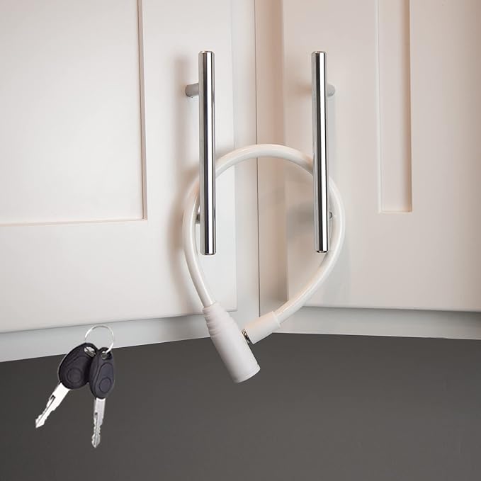 Child-Proof Refrigerator Lock for Kids & Adults - Lock for French Door Fridge and Cabinet (Regular, White - 2 Pack) by UrbanAugust
