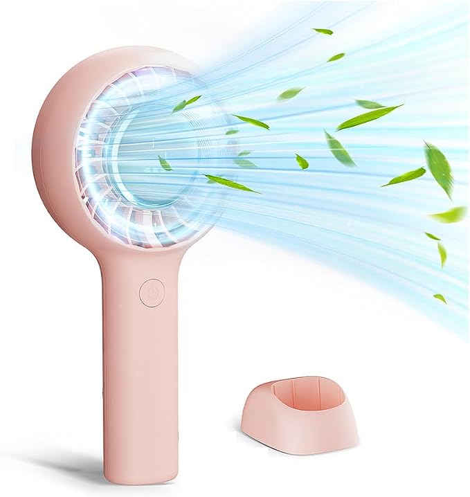 ZOZOO Portable Fan, USB Rechargeable 5 Speed Handheld Fan,LED Display &High Power Motor Table Fan, 2 IN 1 Quiet Strong personal fans for Travel,Camping,Beach Concert (Pink) by ZOZOO