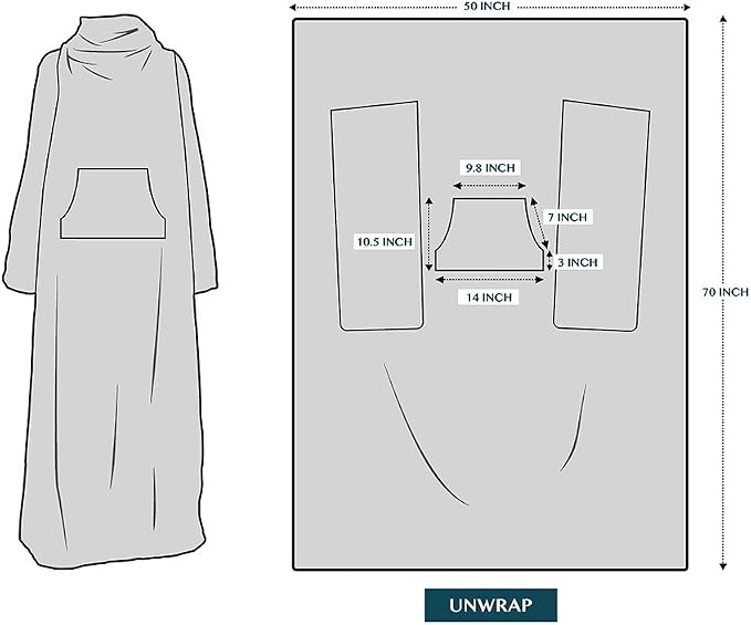 PAVILIA Blanket with Sleeves for Adult Women Men, Soft Warm Wearable Blanket Fleece Wrap Throw, Robe Blanket Gift - Image 5