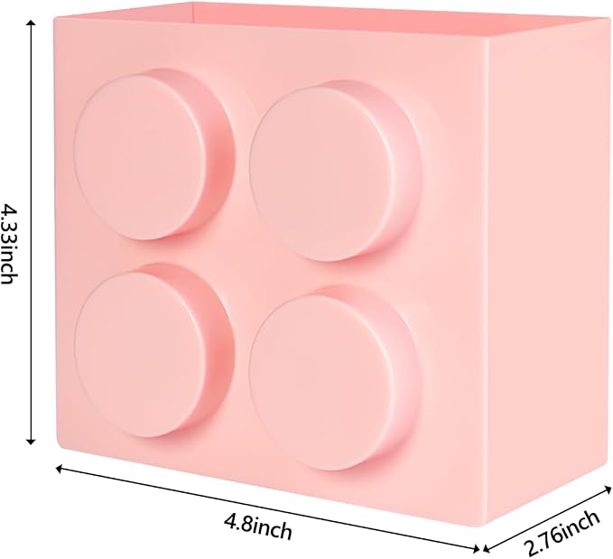 Magnetic Basket Organizer for Fridge - Lego-Style ABS Plastic Storage Box,No Drill Design for Kitchen Counter, Microwave & Whiteboard, Holds Up to 3.5 lbs(Pink) - Image 2