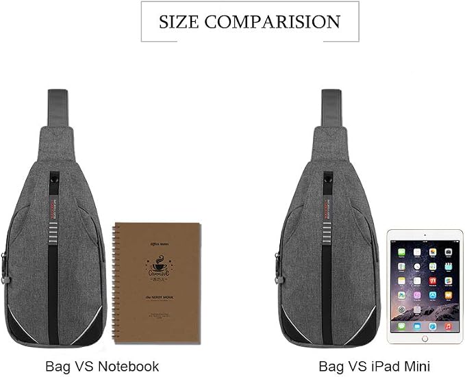 WATERFLY Small Crossbody Sling Backpack Anti Theft Backpack for Traveling Chest Bags for Men&Women Multipurpose Casual Daypack Hiking Shoulder Bag (Gray) - Image 7