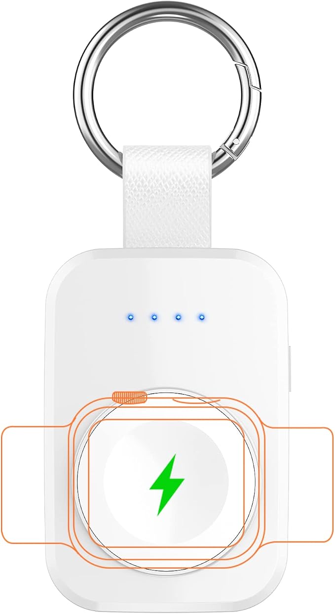 Portable Wireless Charger for Apple Watch Travel Magnetic iWatch Power Bank | 1000mAh Battery, On The Go, Keychain Accessories,Compact Smart Charging, for iWatch Series 11/10/9/8/7/6/5/4/3/2/SE,White - Image 6
