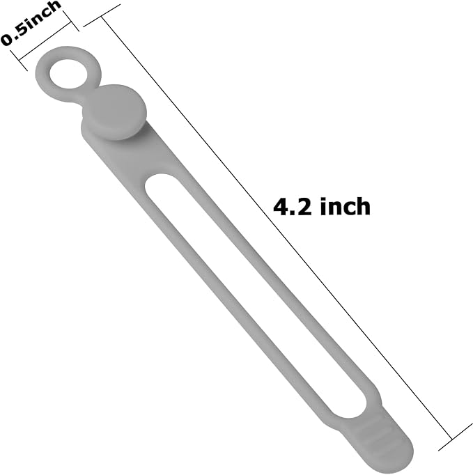Silicone Cable Ties, Cord Organizer Cable Management(16Pcs-Grey) | Reusable Cord Ties for Electronics, Office Desk Accessories, Home Travel Essentials, Easy to Use, 4.2 Inch - Image 2