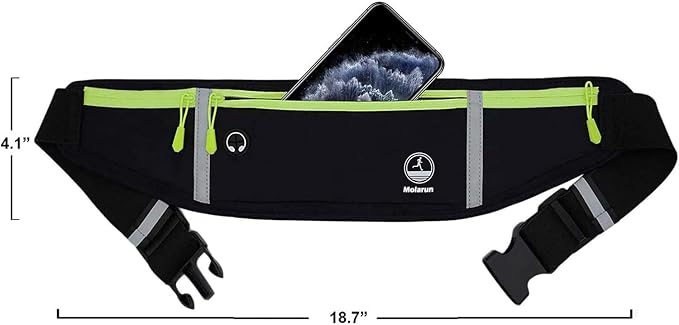 Running Belt Slim Fanny Pack Jogging Pouch Phone Holder Waist Pack - Black - Image 5