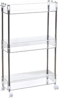 Chris.W Slim Storage Cart 3 Tier with Wheels, Clear Bathroom Cart Organizer, Mobile Shelving Unit Rolling Utility Cart, Slide Out Organizer for Kitchen, Bathroom, Laundry, Narrow Places, Office 5.2" W by Unknown