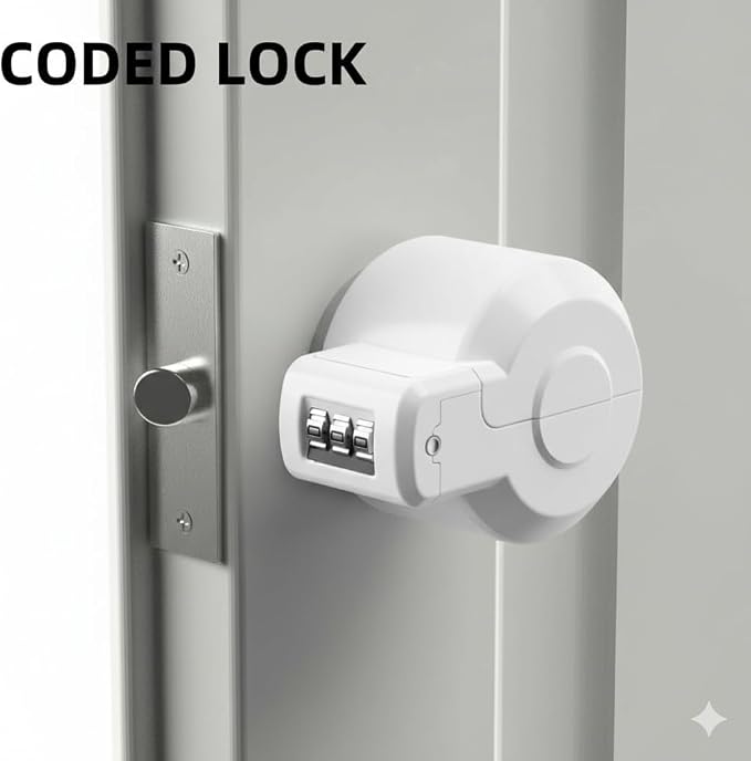 PUGED Door Knob Lockout Device Cover to Disable Doorknob/Faucet/Water Valve Hose Lock Door Handle Temporary Lock for Bedroom Door from Outside Door Handle Without Drilling (1, White) - Image 2