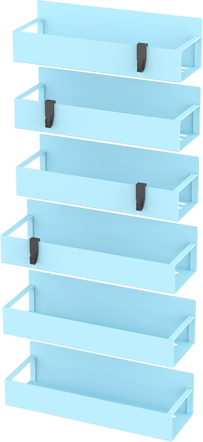 HuggieGems Metal Magnetic Spice Rack for Refrigerator Blue, 6 Pack | Magnetic Shelves Heavy Duty for Fridge in Kitchen, Seasoning Storage Organizer, For Oven Washer and Dryer, For Heavier Items - Image 6