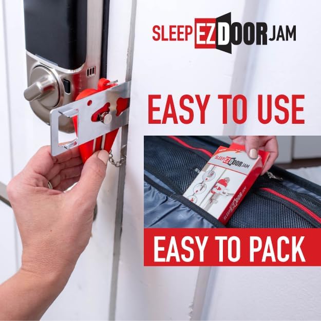 Sleep EZ Portable Door Lock Set for Hotel, Dorm and Travel, 2 Pack | Door jammer, room door lock, extra privacy for inward-opening doors, rentals, apartments and shared spaces, ultra secure - Image 5
