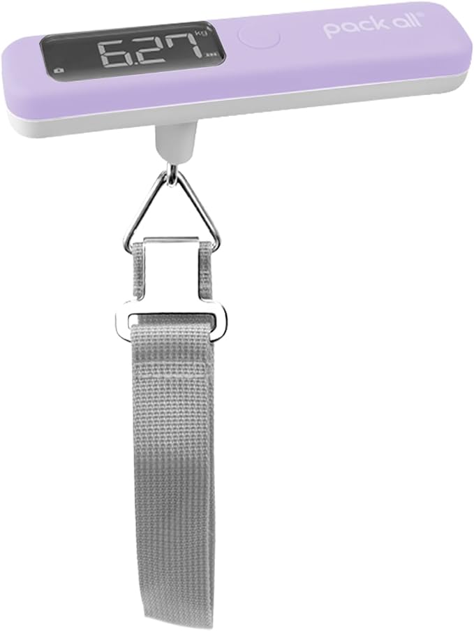 pack all Digital Luggage Scale for Travel, 110Lbs Capacity, 0.1Lb Precision | Handheld, Backlit LCD Display, Lb/Kg/Oz Conversion, Tare Function, Battery Included by packall