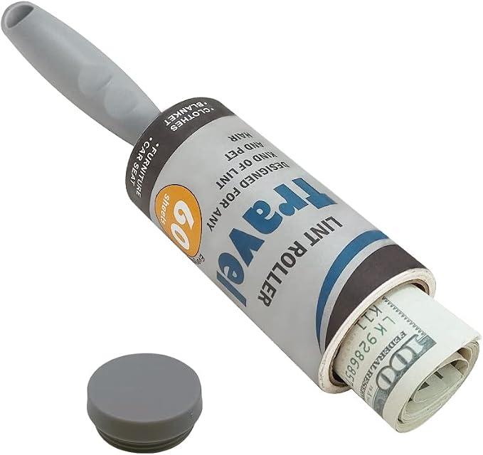 Keep Your Secret- Lint Roller for Diversion Safe-Hidden Compartment for Keys, Cash and Valuables(Grey) by MyGiftHub