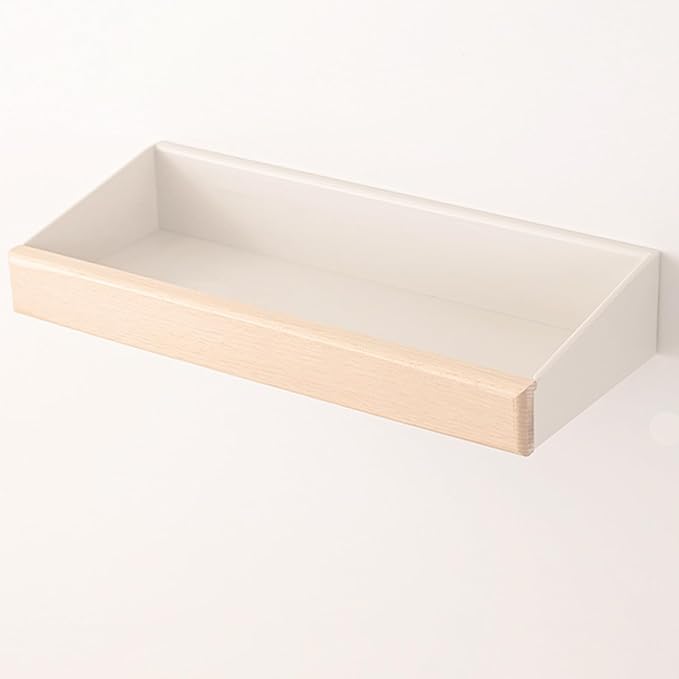 12 Inch Adhesive Floating Shelves for Wall, White Wall Shelves No Drill with 1 Inch Height Wooden Decor, Plastic Adhesive Wall Shelves Organizer for Living Room, Bedroom, Office and Kitchen by Halyuhn