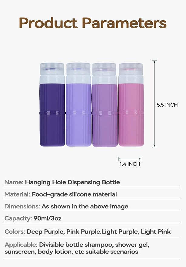18 packs of toiletries travel bottles, TSA Approval silicone travel containers, leak proof refillable shampoo and conditioner are essential for travel, fitness, business trips, office use(purple) - Image 4