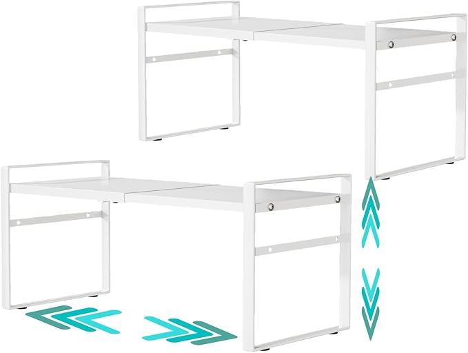 Expandable Cabinet Shelf Organizer Riser for Kitchen Pantry Cupboard Under Sink Countertop,Kitchen Cabinet Shelf 8.3’’D * 12.2-23.6’’W * 10.4’’H by LJHFUQHUHU