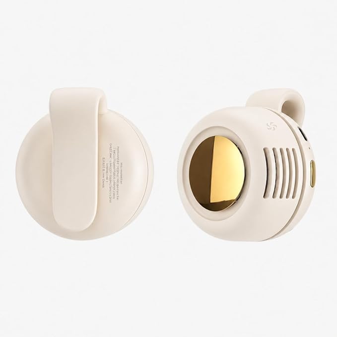 Portable Silent Mini Bladeless Clip On Fan, Small Clip on Fan for Shirt & Waist, Adjustable 3-Speed Suspended Whirlwind Fans, For Outdoor & Travel & Office, Travel Accessories (1, white) by NILUTO