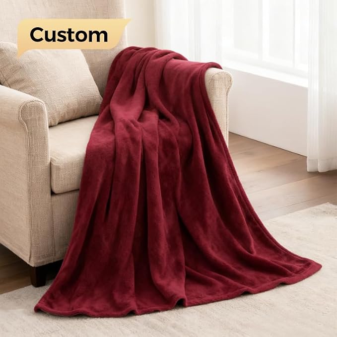 ShezPretty Premium 2in1 Soft Travel Blanket Pillow with Airline Hand Luggage Sleeve and Backpack Clip Airplane (Burgundy) - Image 3