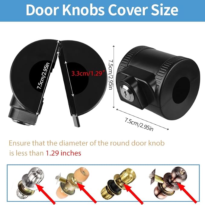 Child Proof Door Knob Cover Lock for Dementia Elderly Safety - Universal ABS Plastic Lock-Out Device for Bedroom, Bathroom, Gas Valve & Outdoor Faucets (Fits Most Circular Knobs)-1 Pack - Image 2