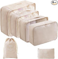 LANSKLBD 6/8 Set Packing Cubes for Suitcases Travel Luggage Packing Organizers,Travel Accessories Essentials Luggage Organizer with Shoe/Tioletry/Laundry Bag (Beige, 6 set) by LANSKLBD