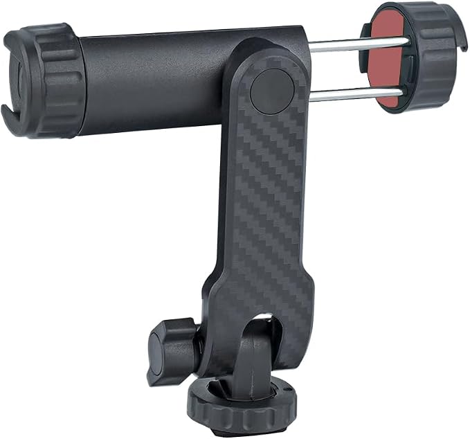 Dual Cold Shoe Phone Mount Holder — Universal Adjustable Smartphone Clamp with Dual Cold Shoe Mounts for Microphone & LED Light, 360° Rotating Ball Head, 1/4"-20 Tripod Screw Compatible by Unknown