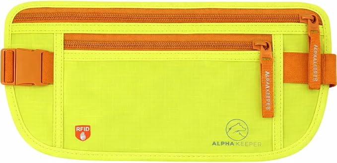 Alpha Keeper Money Belt for Travel Hidden Under Clothes – RFID Blocking Passport Holder & Slim Waist Wallet Pouch for Women & Men, Anti-Theft Travel Accessories by Alpha+Keeper