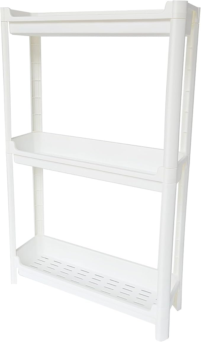 Slim Rolling Storage Cart with Wheels, Narrow Bathroom Cabinet Organizer for Small Spaces,Thin Shelf Unit,Kitchen,White (3 Tier) by Unknown