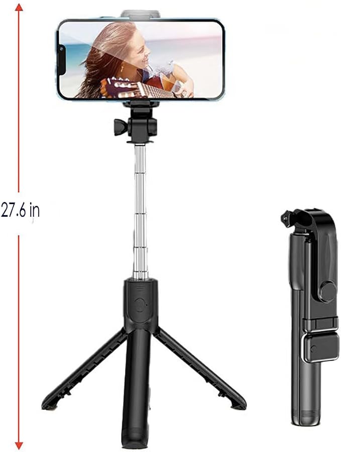 28" Phone Tripod & Selfie Stick Travel Tripod for iPhone Selfies, with Phone Holder 360°Rotation Selfie Stick Extendable for Travel/Selfie/Vlog, Compatible with iPhone/Android - Image 6