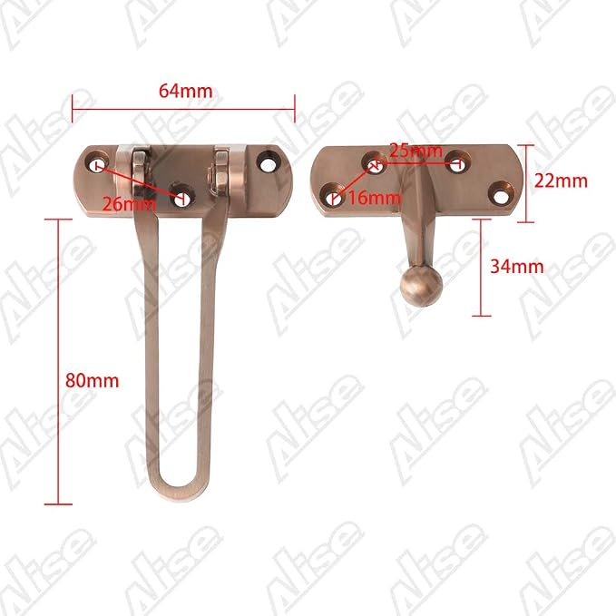 Alise Swing Bar Door Lock,Door Lock for Front Door Inside Door,Red Bronze | Security Door Guard Latch for Kids Safety Home Security,Hotel Latch Lock Front Door Child Lock - Image 2