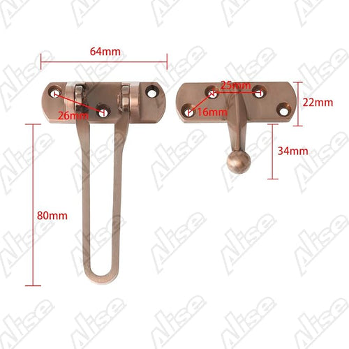 Alise Swing Bar Door Lock,Door Lock for Front Door Inside Door,Red Bronze | Security Door Guard Latch for Kids Safety Home Security,Hotel Latch Lock Front Door Child Lock - Image 2