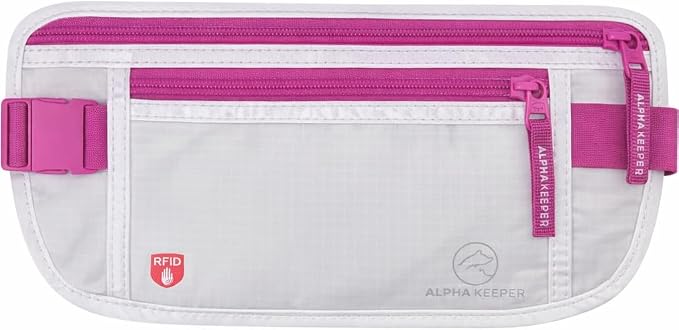 Alpha Keeper Money Belt for Travel Hidden Under Clothes – RFID Blocking Passport Holder & Slim Waist Wallet Pouch for Women & Men, Anti-Theft Travel Accessories by Alpha+Keeper
