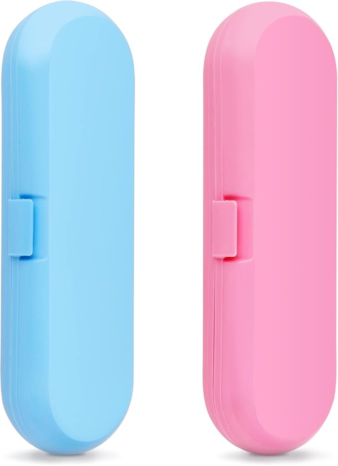 Fowecelt 2 Pack Electric Toothbrush Travel Case for Oral-B Pro and Other Electric Toothbrush, Portable Travel Toothbrush Holder(Blue & Pink) by Fowecelt